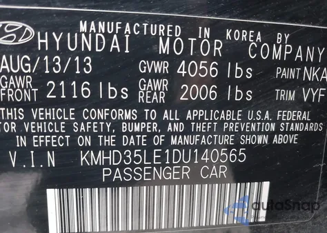 2013 Hyundai Elantra Gt z USA, uszkodzony, nr VIN KMHD35LE1DU140565